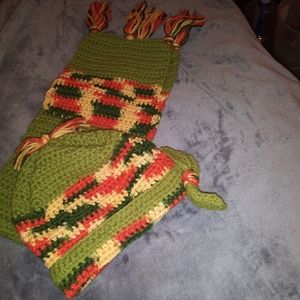 Toddler Hat & Scarf Set (green/multi colored)